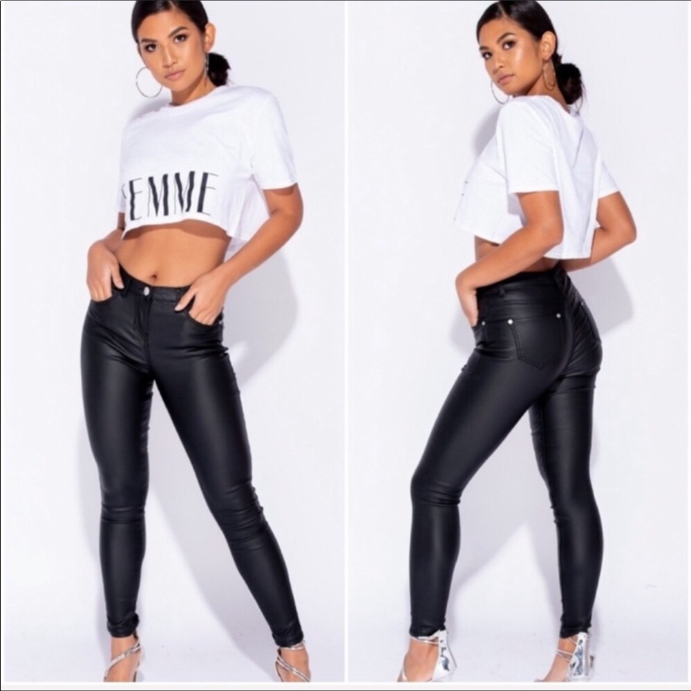 Leather Look Skinny Leggings.